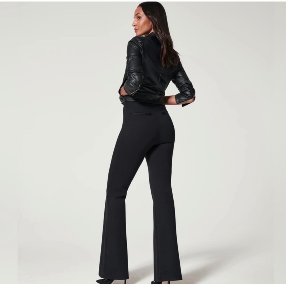 Spanx The Perfect Pant Hi-Rise Flare Black Ponte Trousers Large L
